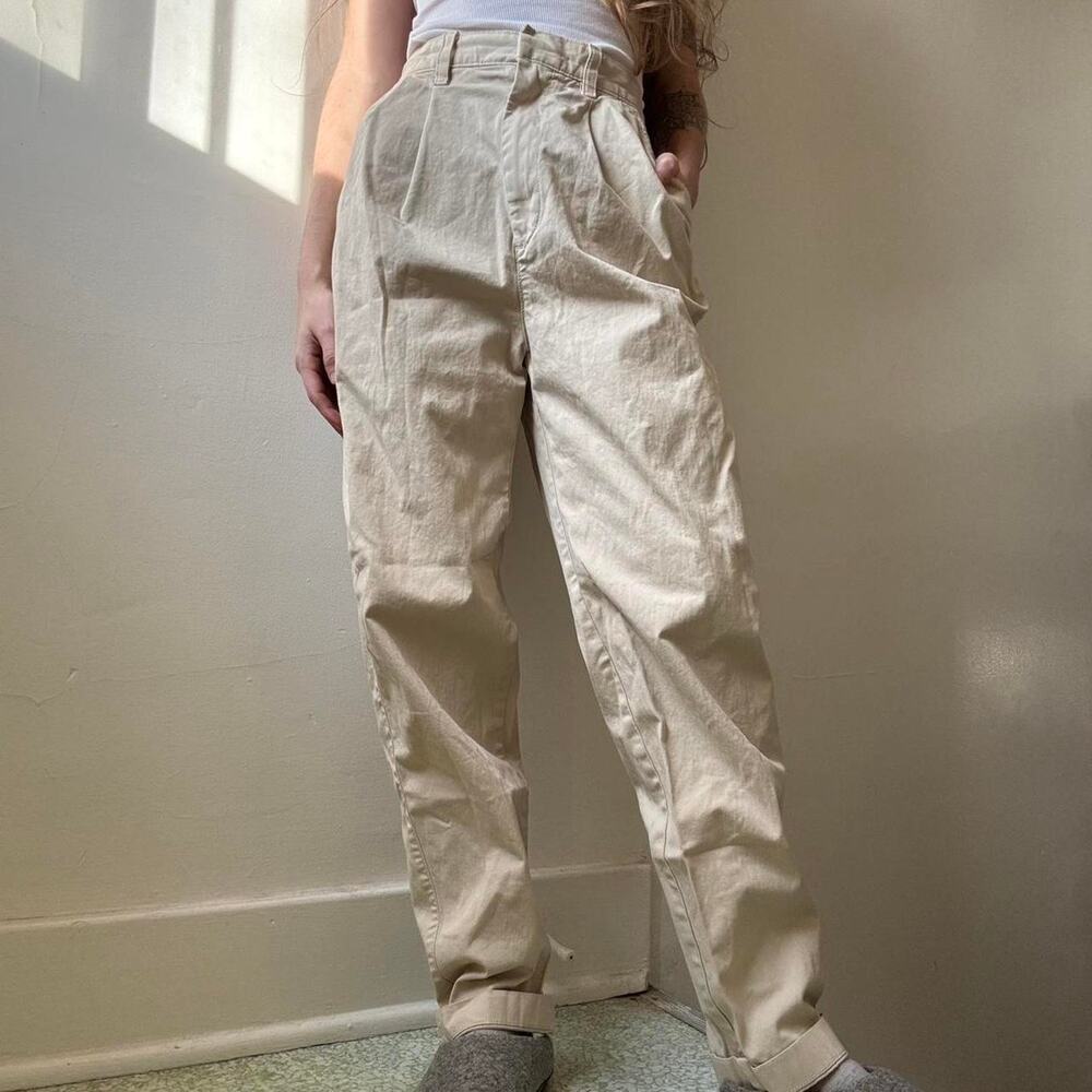 GAP Khaki Pleated High Waist Trousers 00 Workwear Office Chic Nerdy